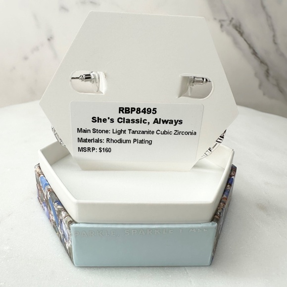 Bomb Party December She's Classic, Always Tanzanite Hoop Earrings RBP8495 NWT - Picture 6 of 7